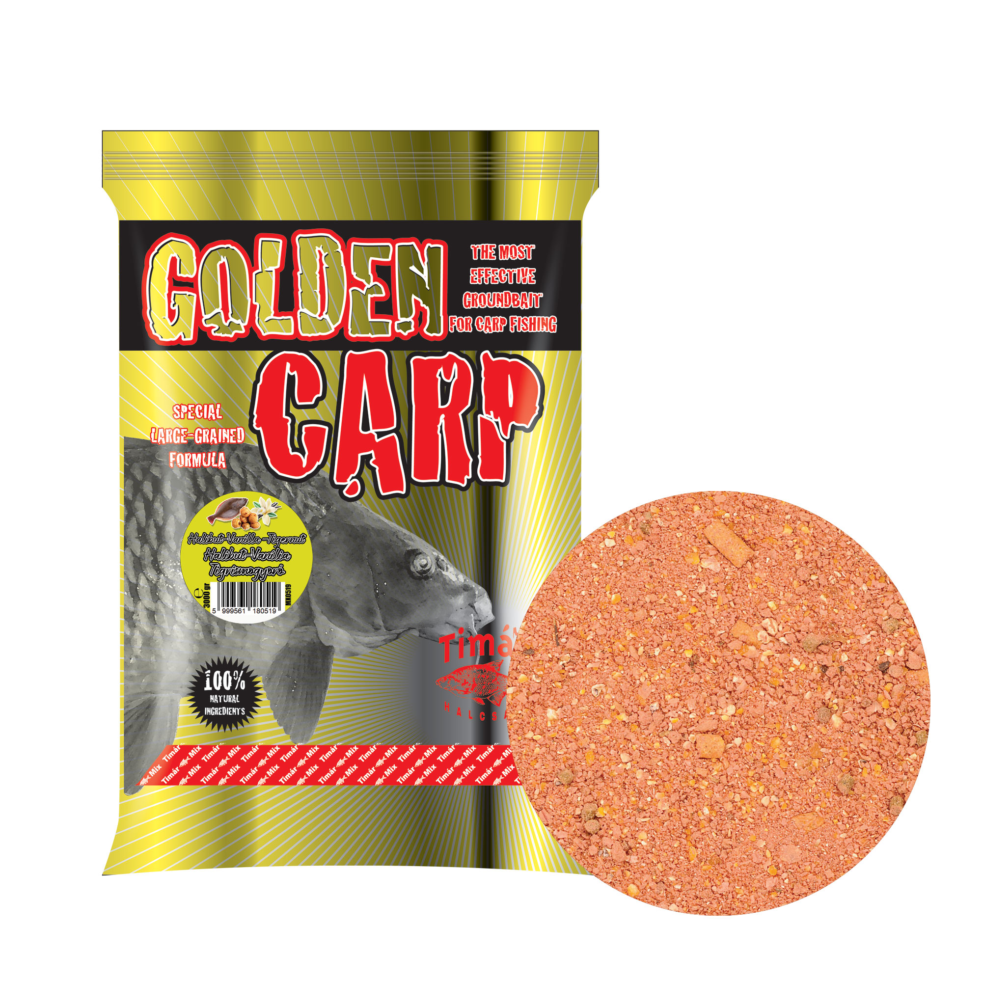 Krmivo Tímár Golden Carp 3kg Halibut-Vanilka-Ticrí orech