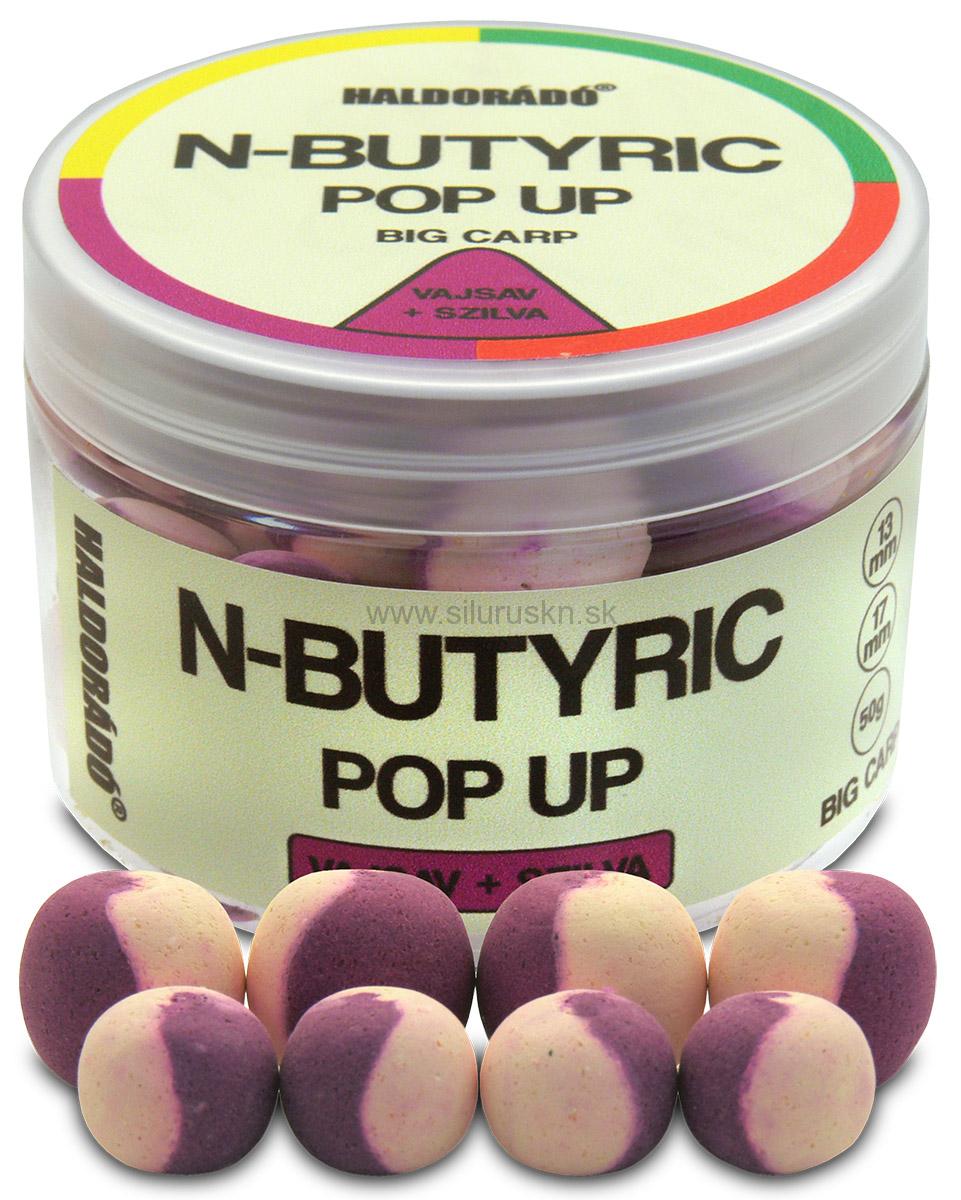 Boilies Haldorado N-Butyric PopUp Big Carp 13, 17mm Kyselina maslová - slivka
