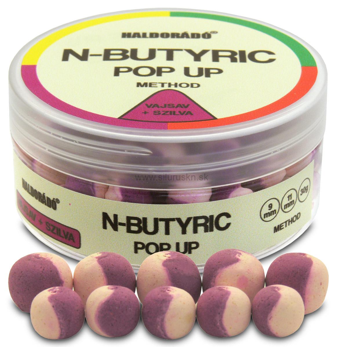 Boilies Haldorado N-Butyric PopUp Big Carp 9, 11mm Kyselina maslová - slivka