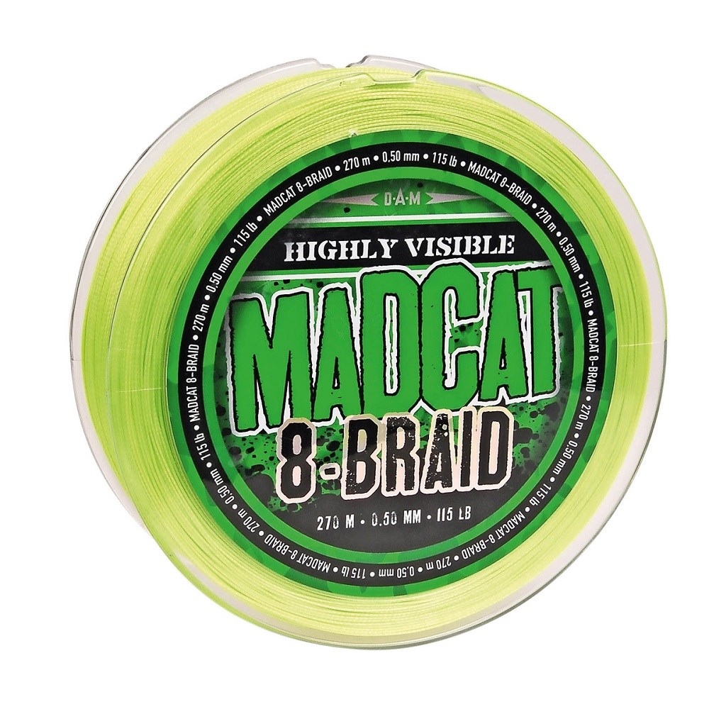 Šnúra Mad Cat 8 Braid 270m 0,35mm 29,5kg Hi Vis Yellow