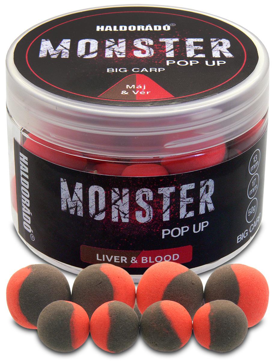 Boilies Haldorado Monster PopUp Big Carp 13, 17mm Pečeň - Krv