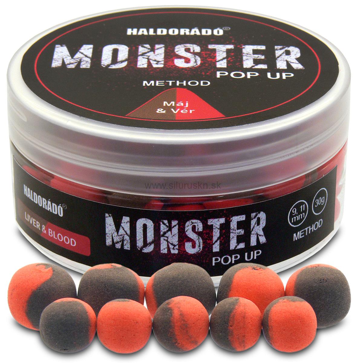 Boilies Haldorado Monster PopUp Method 9, 11mm Pečeň - Krv